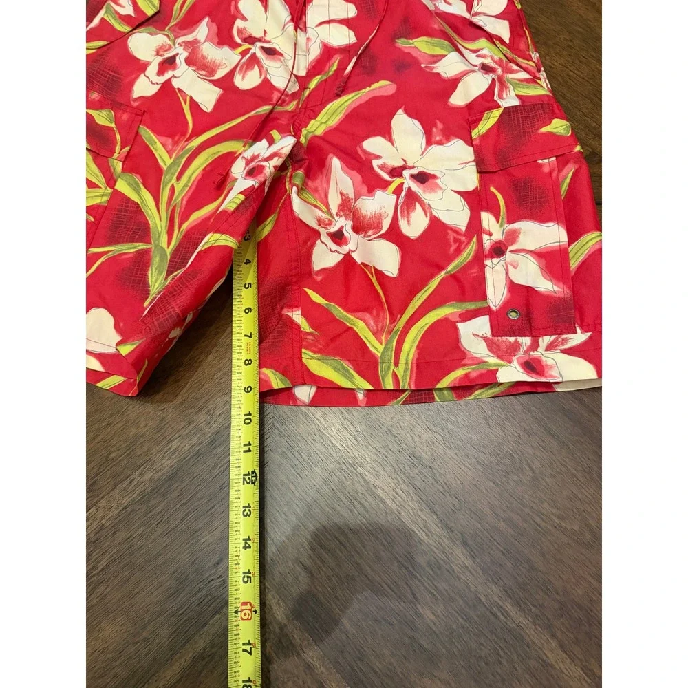 Polo Ralph Lauren Red Floral Orchid Cargo Swim Trunks Board Shorts Mens Large